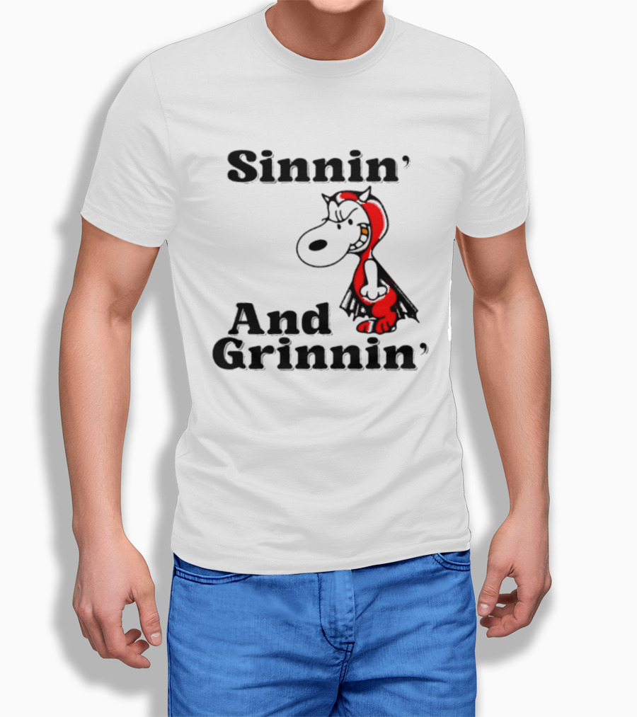 Sinnin' And Grinnin' Snoopy Devil Peanuts Cartoon T-Shirt