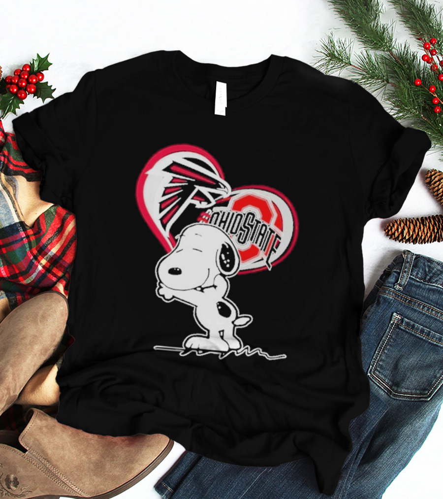 Atlanta Falcons Ohio State Buckeyes Snoopy Peanuts Heart T-Shirt