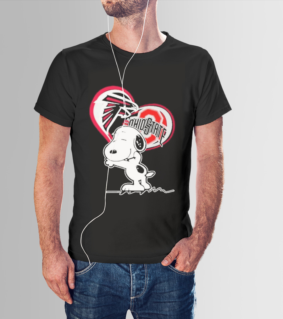 Atlanta Falcons Ohio State Buckeyes Snoopy Peanuts Heart T-Shirt