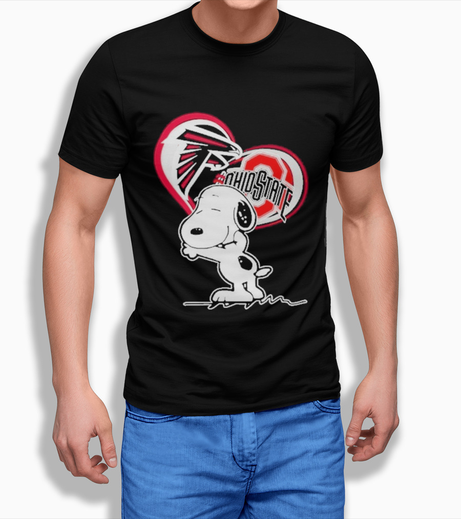 Atlanta Falcons Ohio State Buckeyes Snoopy Peanuts Heart T-Shirt
