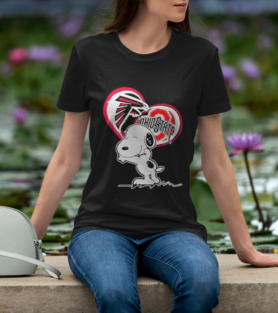 Atlanta Falcons Ohio State Buckeyes Snoopy Peanuts Heart T-Shirt
