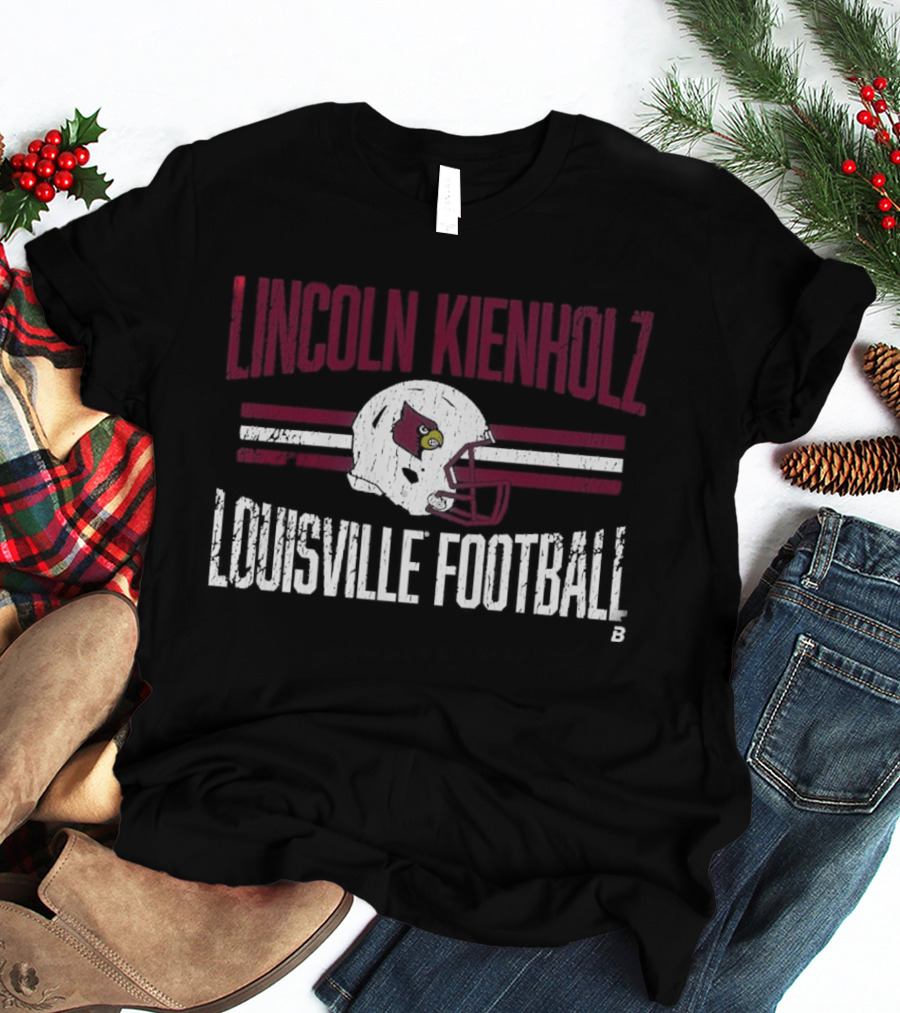 Lincoln Kienholz Louisville Football Cardinal Helmet Hero T-Shirt