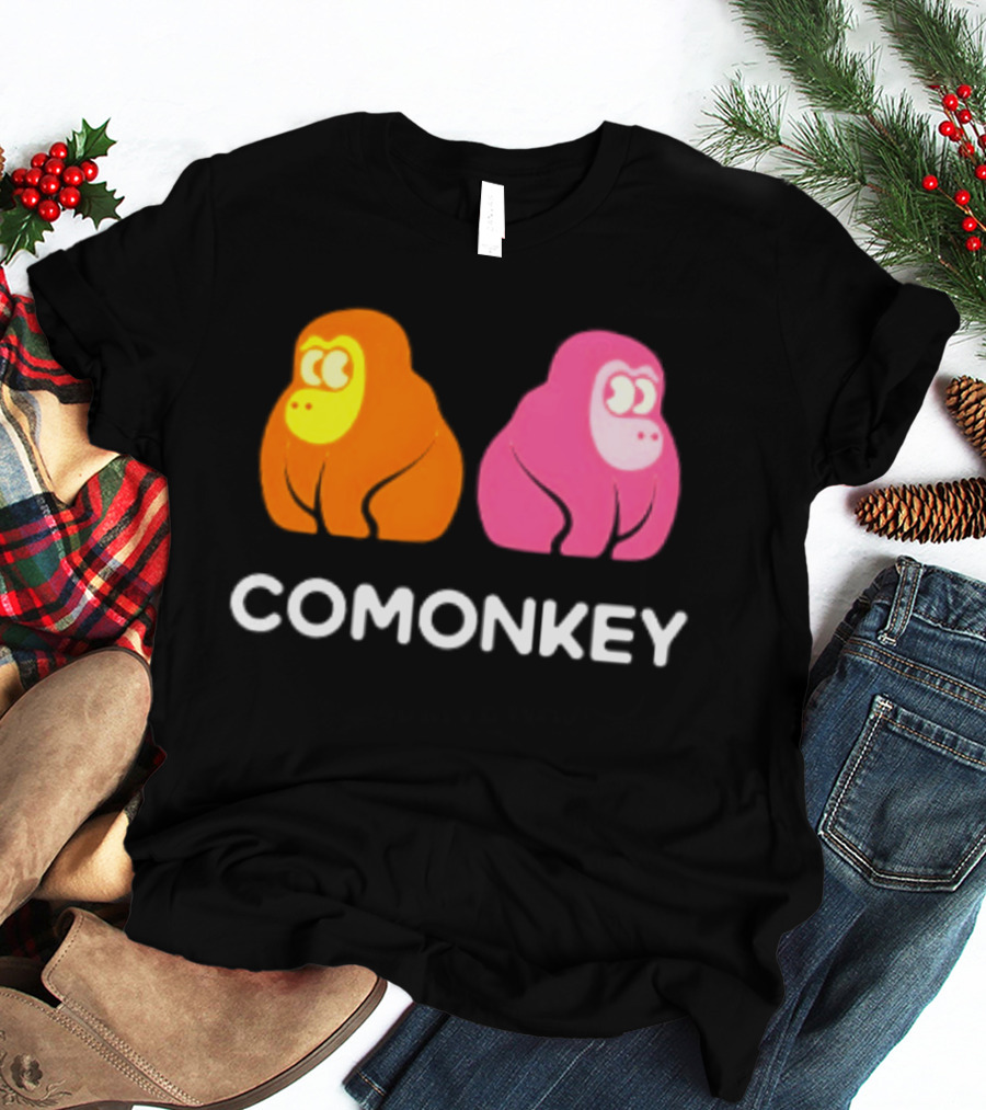 Comonkey Orange Pink Gorilla Ape Minimalist T-Shirt