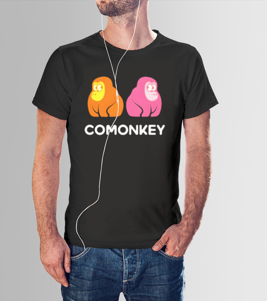 Comonkey Orange Pink Gorilla Ape Minimalist T-Shirt