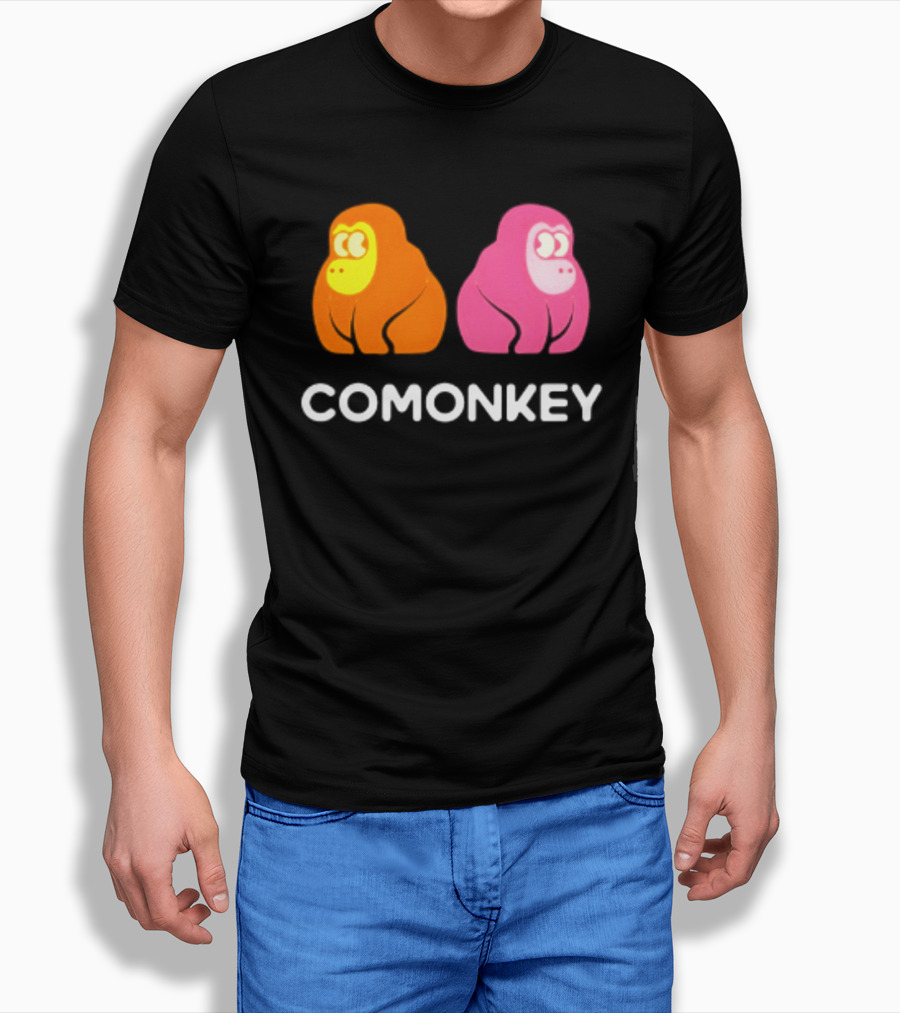 Comonkey Orange Pink Gorilla Ape Minimalist T-Shirt