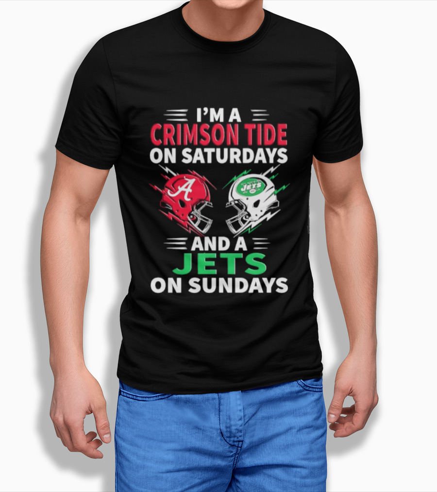 I'm A Crimson Tide On Saturdays And A Jets On Sundays Helmet Football T-Shirt