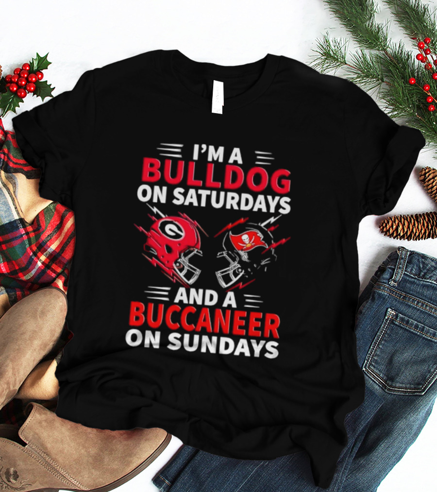 Georgia Bulldogs Saturday Tampa Bay Buccaneers Sunday Football Helmets T-Shirt