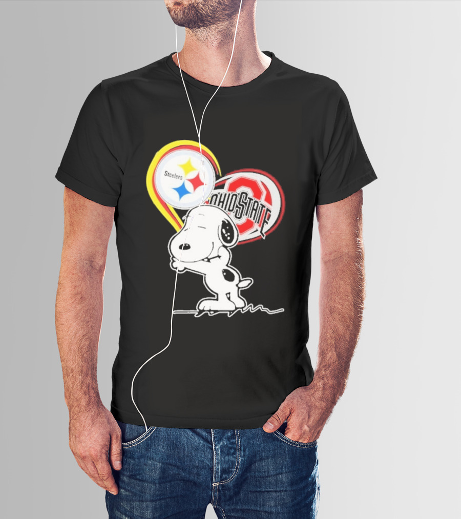 Pittsburgh Steelers Ohio State Buckeyes Snoopy Peanuts Heart T-Shirt