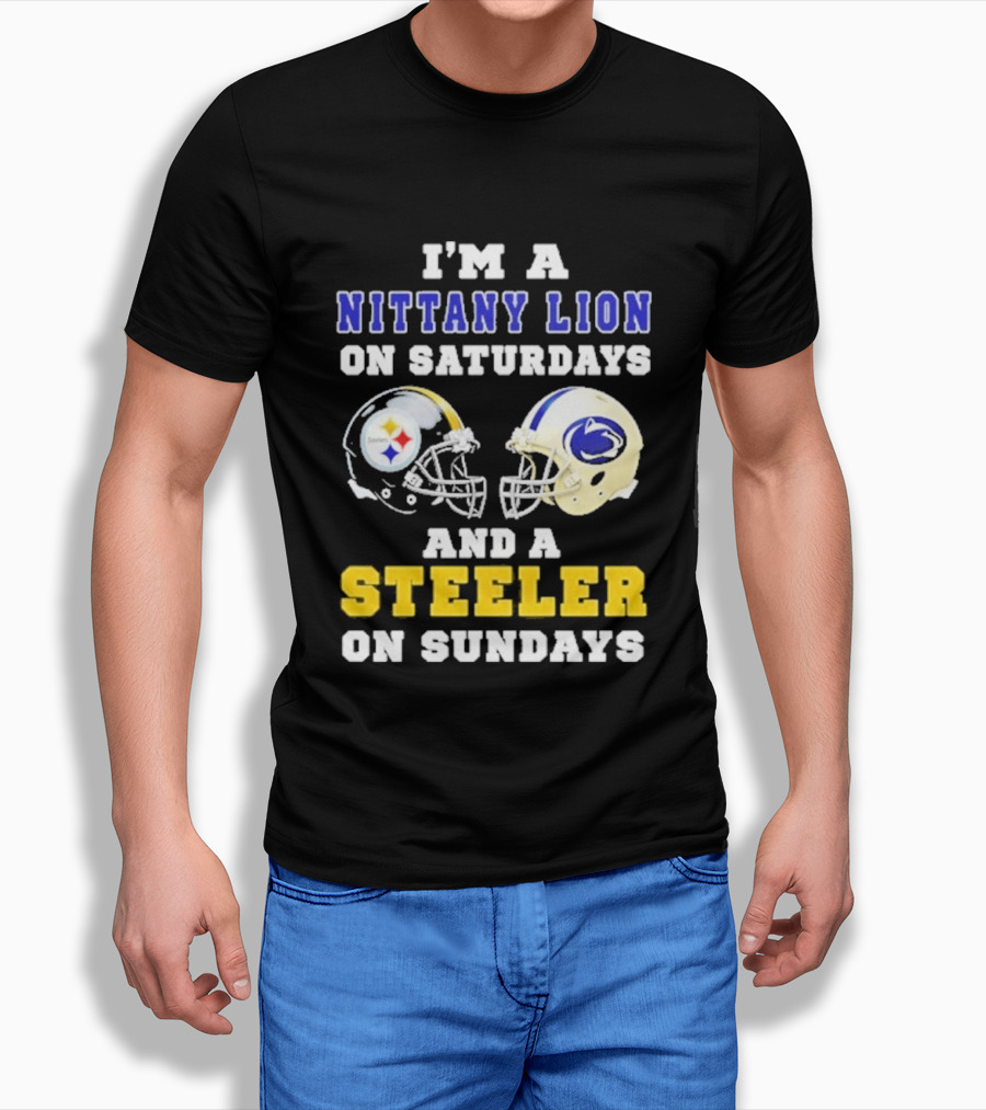 I'm A Nittany Lion On Saturdays And A Steeler On Sundays Football Helmet T-Shirt