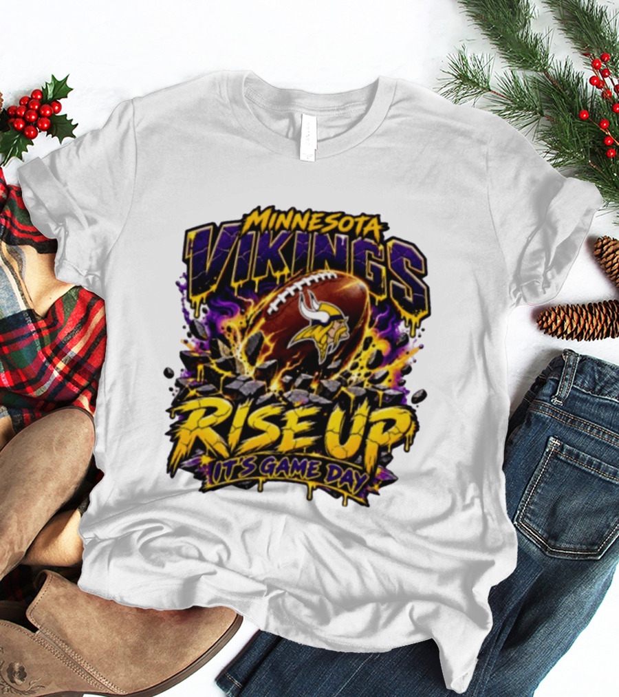 Minnesota Vikings Rise Up It's Game Day Football Vivid Color Explosion T-Shirt