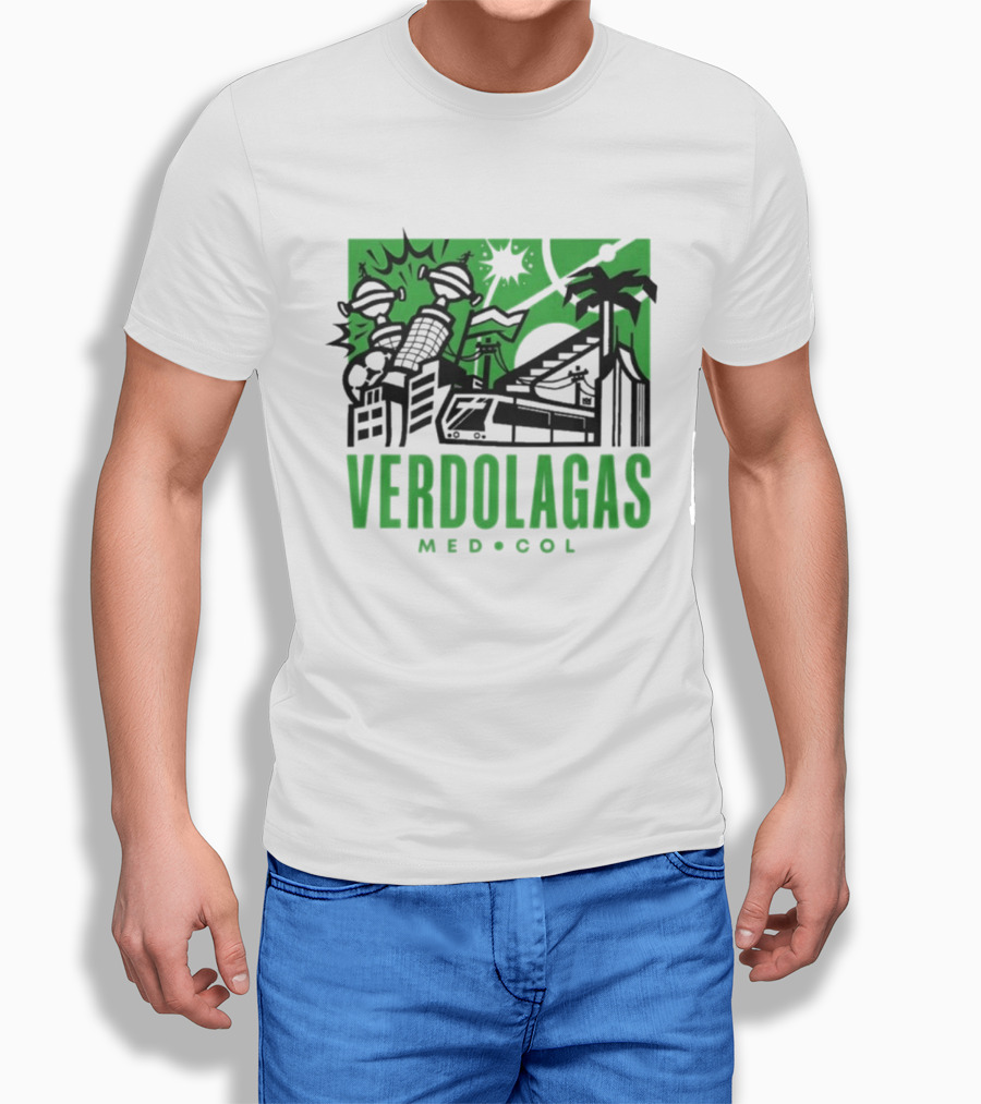 Verdolagas Med Col Medellín Paisa Culture Soccer Skyline Palm Trees T-Shirt