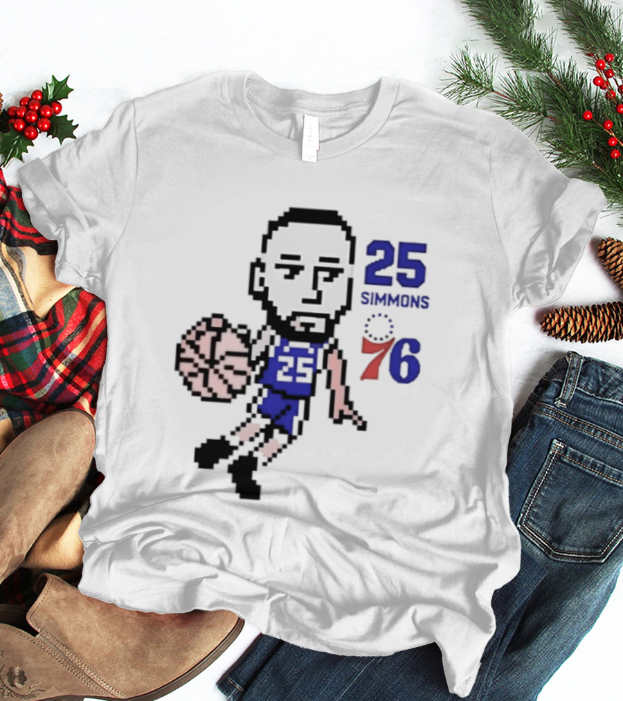 Ben Simmons 25 Philadelphia 76ers Pixel Art With Basketball T-Shirt