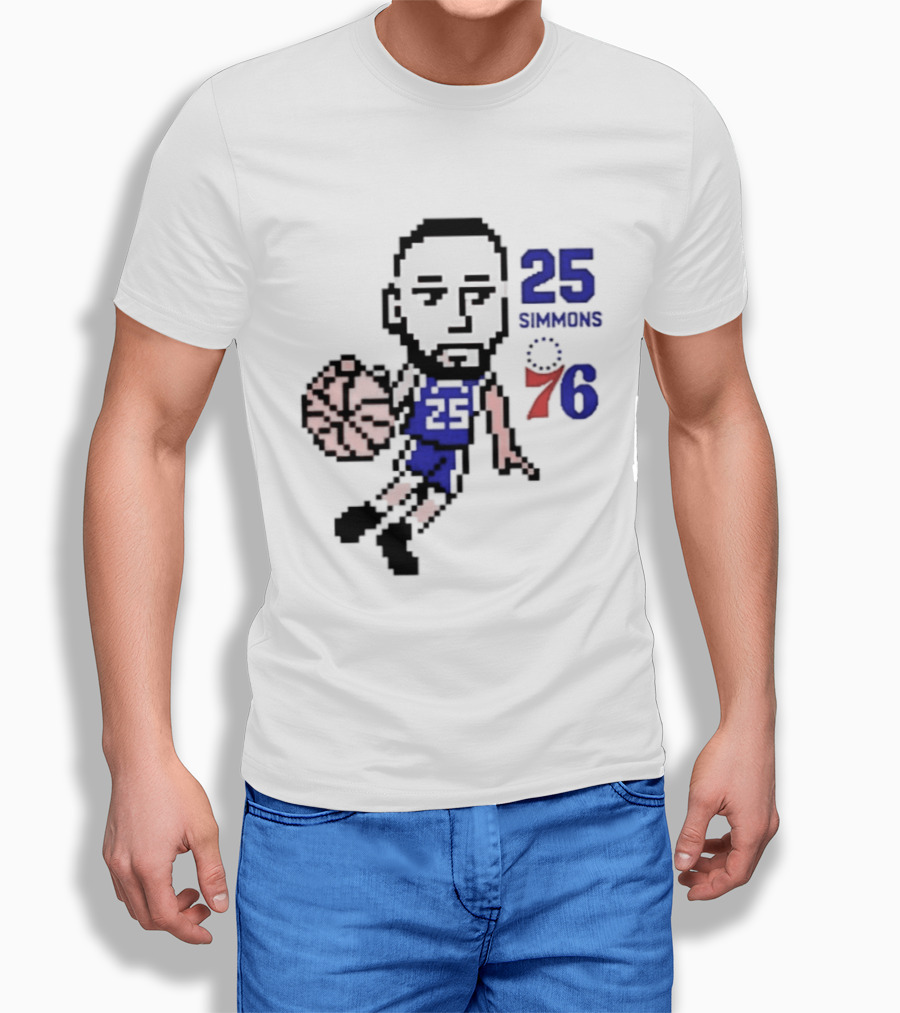 Ben Simmons 25 Philadelphia 76ers Pixel Art With Basketball T-Shirt