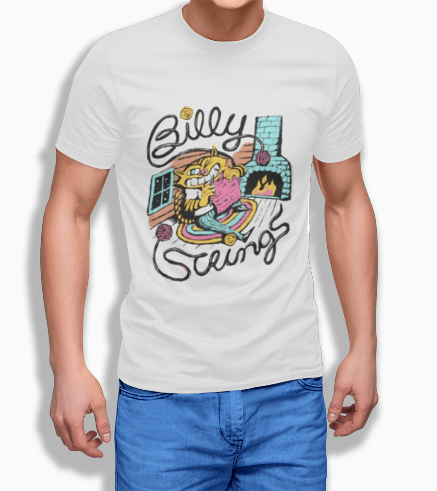 Billy Strings Store Yarn Ladies Nathan Hardyman Cat Knitting By Fireplace T-Shirt
