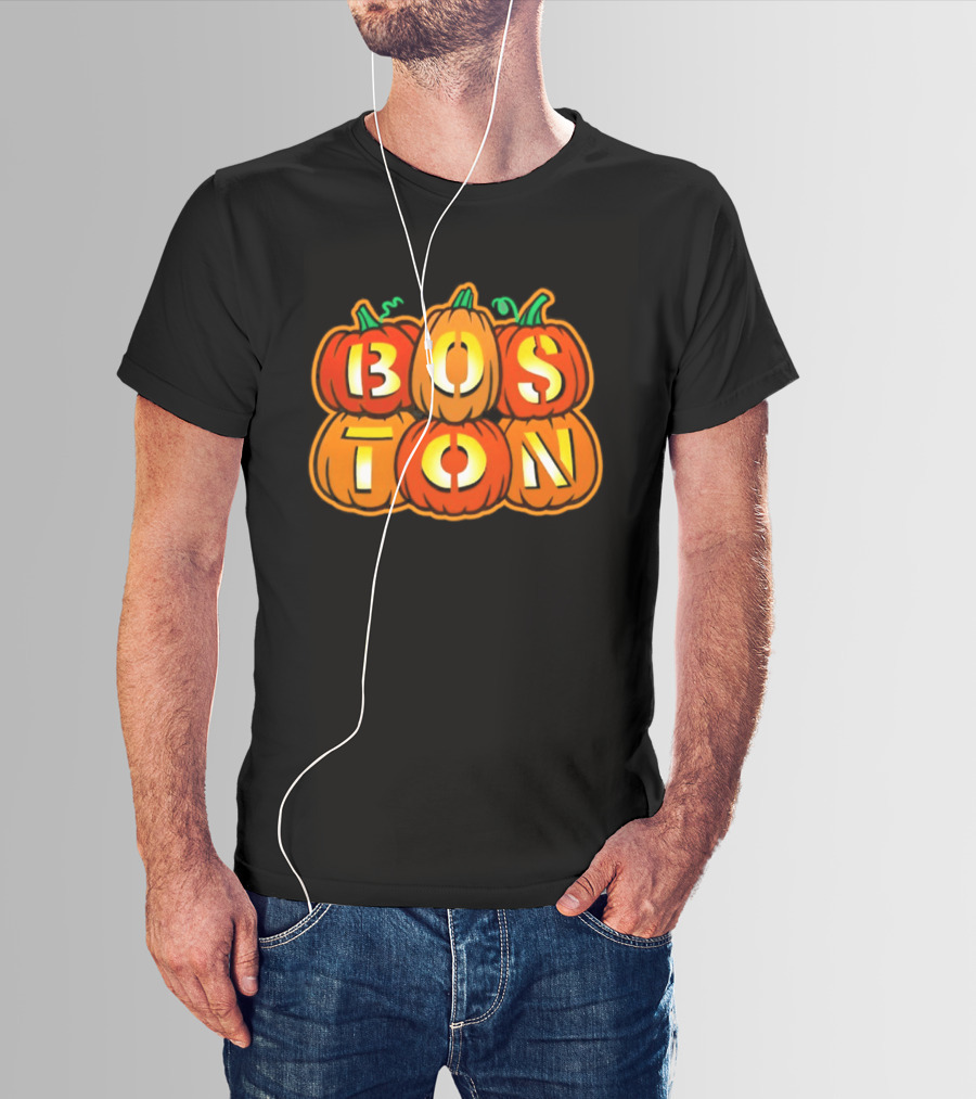 Boston Jack O' Lanterns Halloween Pumpkin Stack T-Shirt