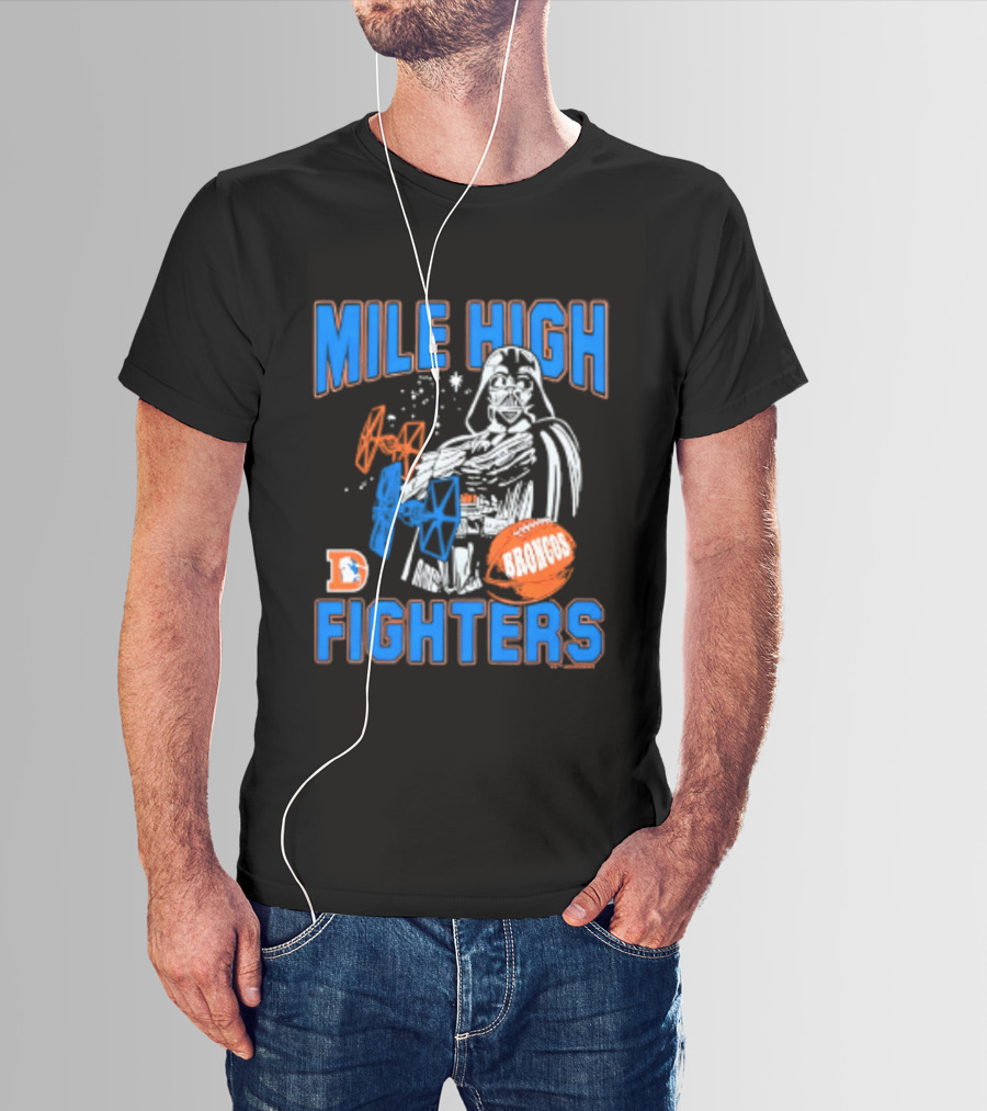 Mile High Fighters Denver Broncos Star Wars Dark Side T-Shirt