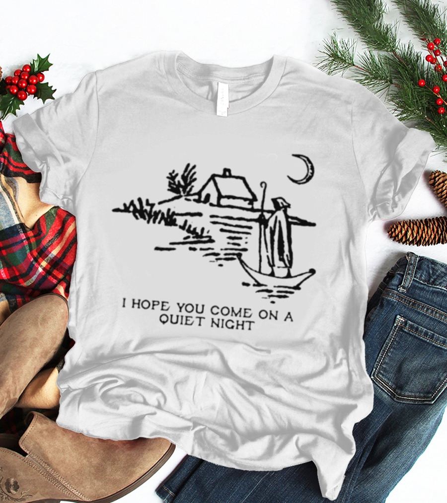 Snufkin I Hope You Come On A Quiet Night Lake Cabin Canoe Moon T-Shirt