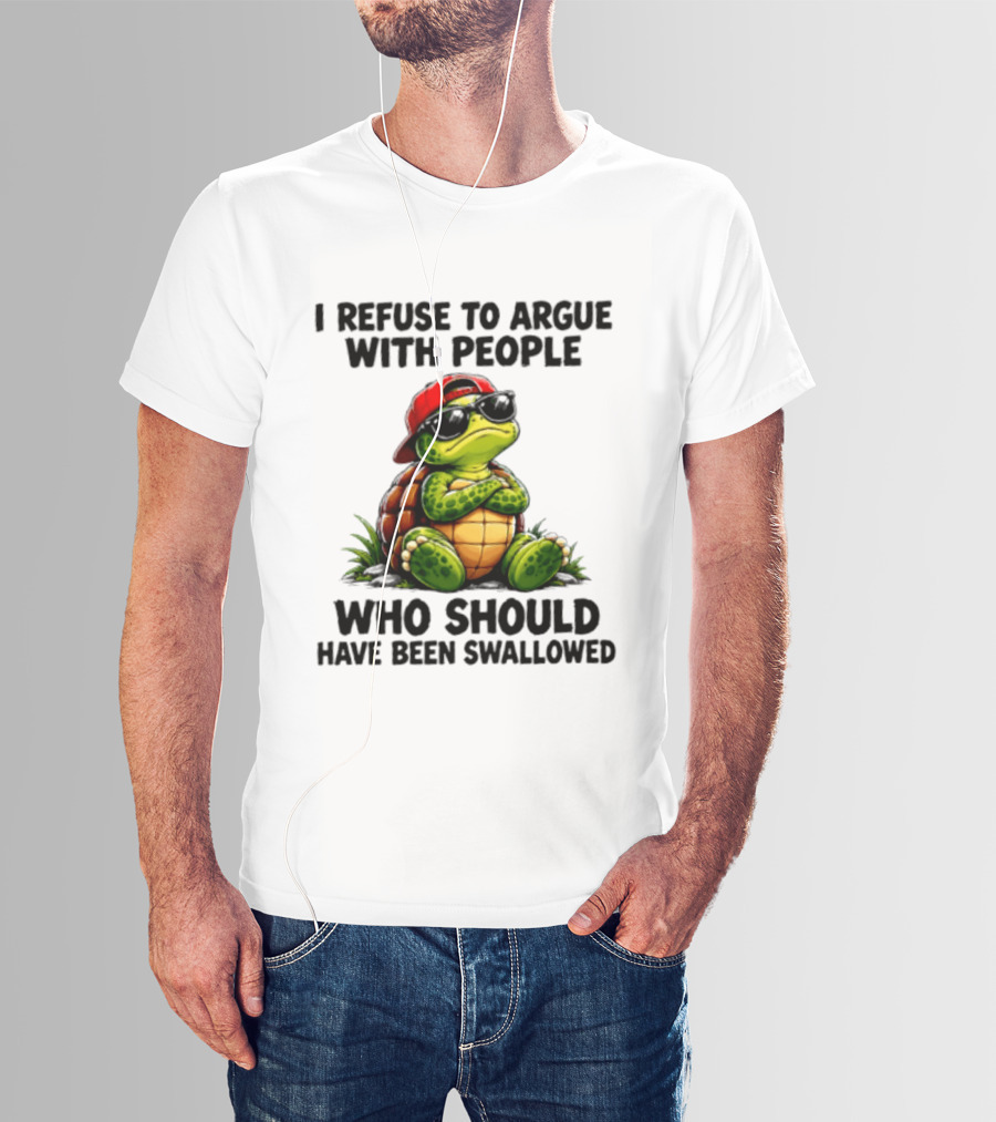 I Refuse To Argue Cool Turtle Red Hat Sunglasses Retro Fun T-Shirt