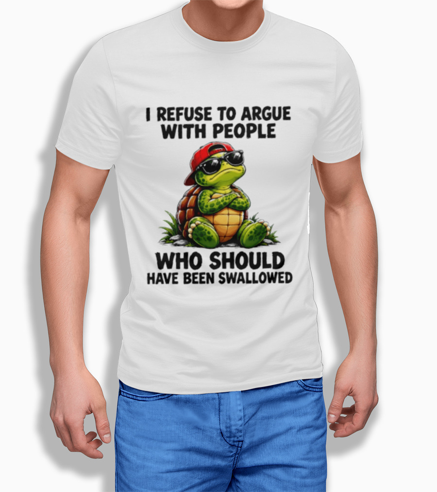 I Refuse To Argue Cool Turtle Red Hat Sunglasses Retro Fun T-Shirt