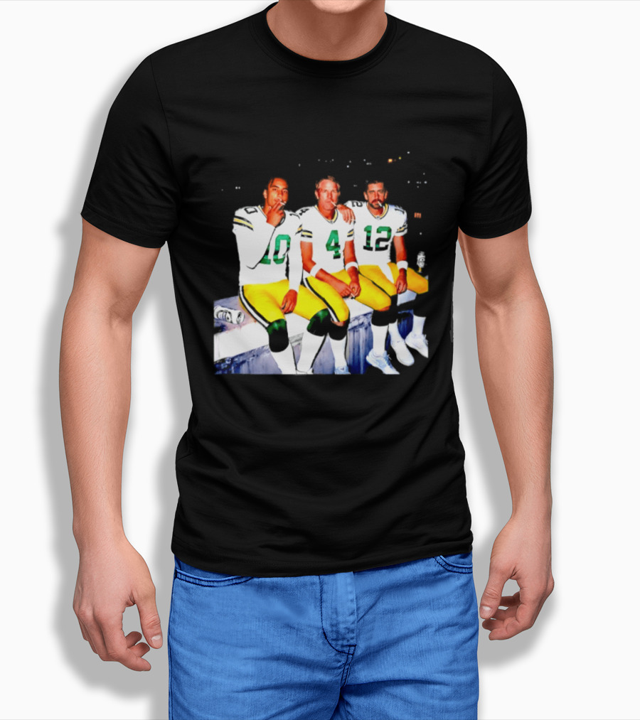 Jordan Love Brett Favre Aaron Rodgers Green Bay Packers Smoking And Beer Celebration T-Shirt