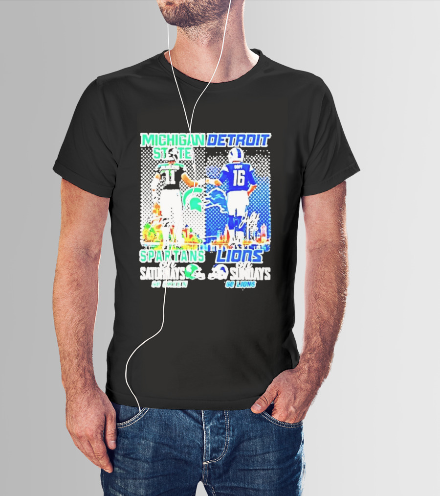 Michigan State Spartans Vs Detroit Lions Go Green Go Lions Football Showdown T-Shirt