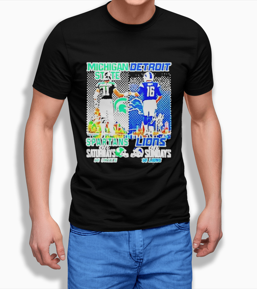 Michigan State Spartans Vs Detroit Lions Go Green Go Lions Football Showdown T-Shirt