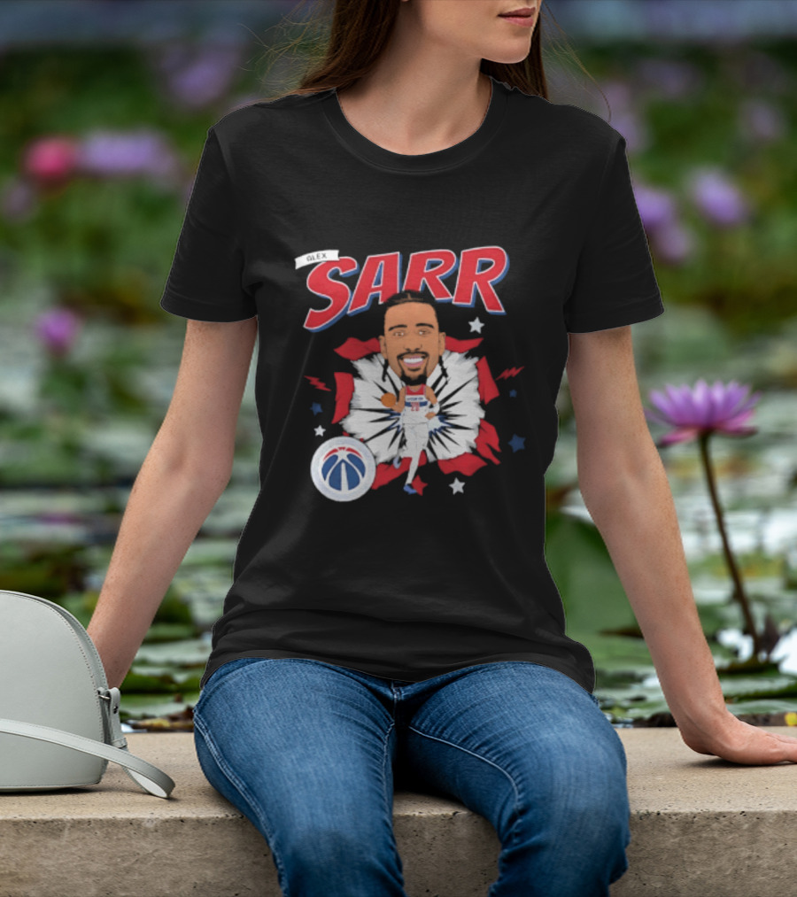 Sarr Washington Wizards Basketball Player Caricature With Team Logo And Stars T-Shirt