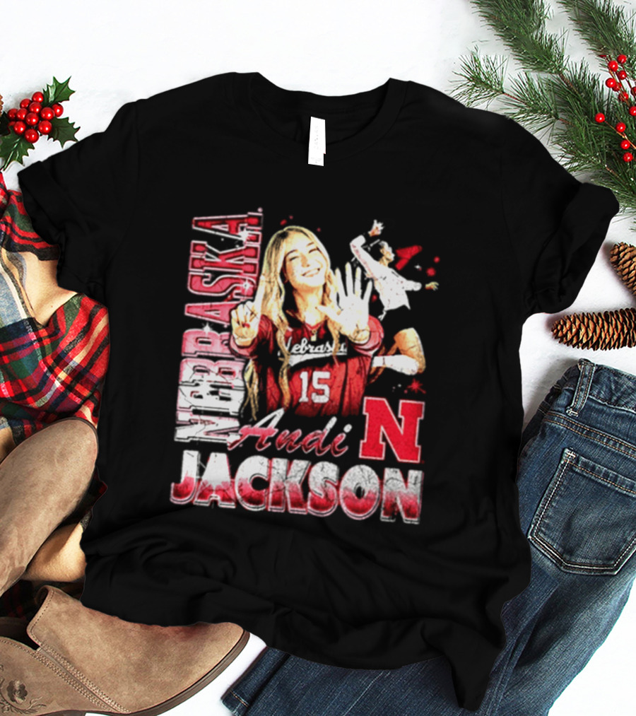 Andi Jackson 15 Nebraska Cornhuskers Collage T-Shirt