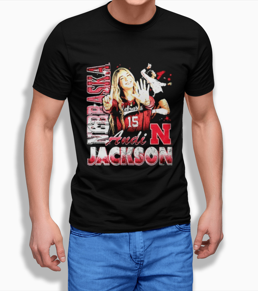 Andi Jackson 15 Nebraska Cornhuskers Collage T-Shirt