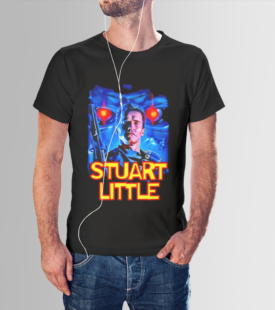 Stuart Little Arnold Schwarzenegger Parody Skynet Cyborg Fusion T-Shirt