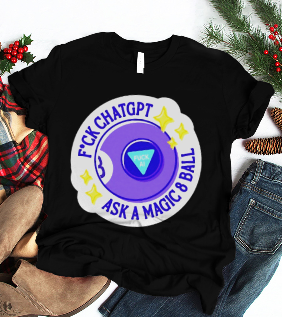 F*ck ChatGPT Ask A Magic 8 Ball F*ck AI Purple With Stars T-Shirt