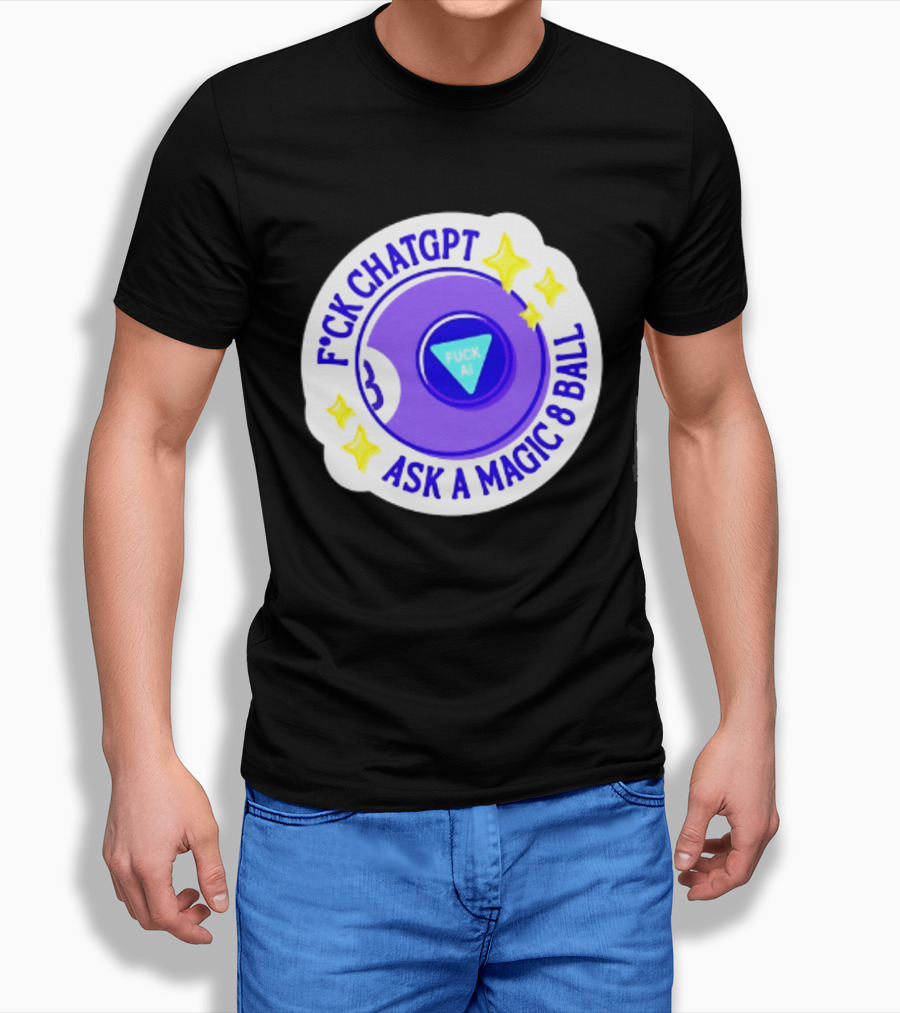 F*ck ChatGPT Ask A Magic 8 Ball F*ck AI Purple With Stars T-Shirt