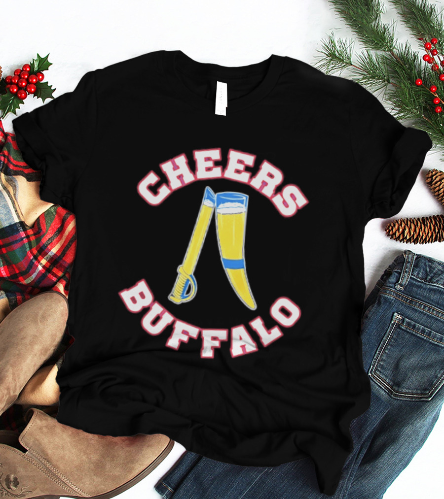 Cheers Buffalo Viking Drinking Horn And Saber T-Shirt