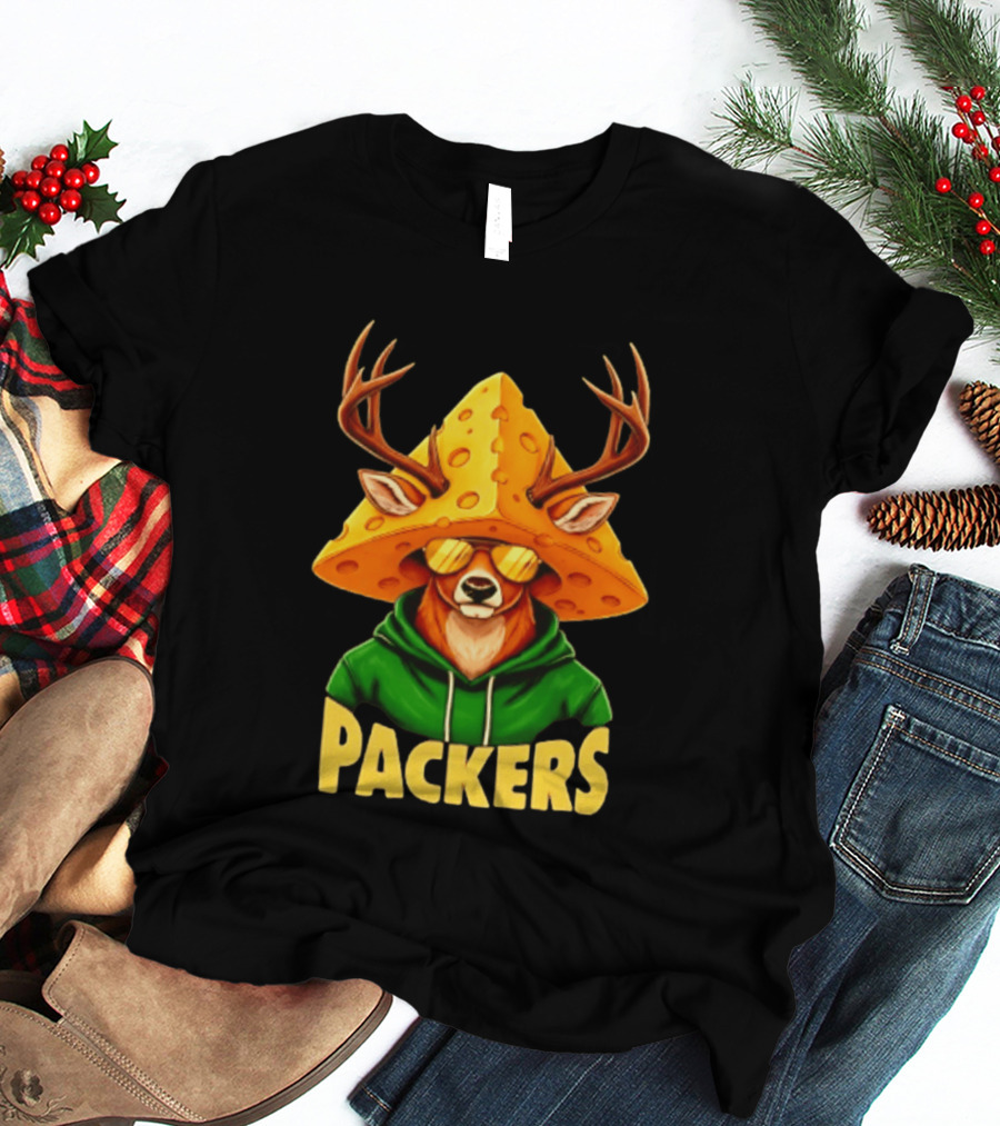 Cheesehead Deer Packers Fan Gear Green Bay Football T-Shirt