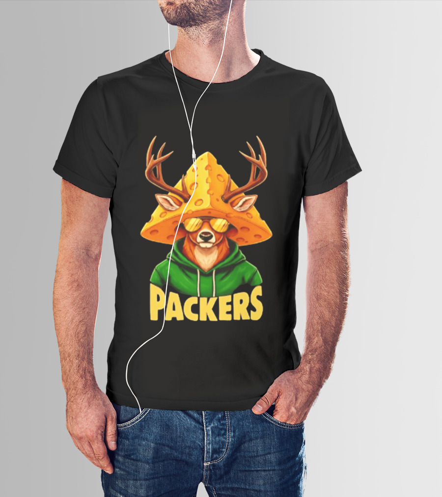Cheesehead Deer Packers Fan Gear Green Bay Football T-Shirt