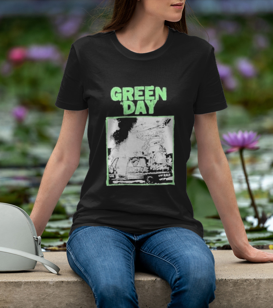 Green Day Riot Trio Vintage Sketch T-Shirt