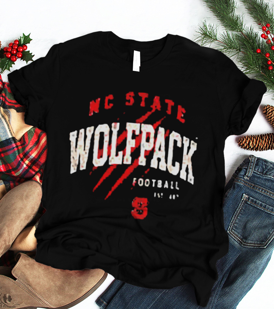NC State Wolfpack Football Scratch Mark Est 89 T-Shirt