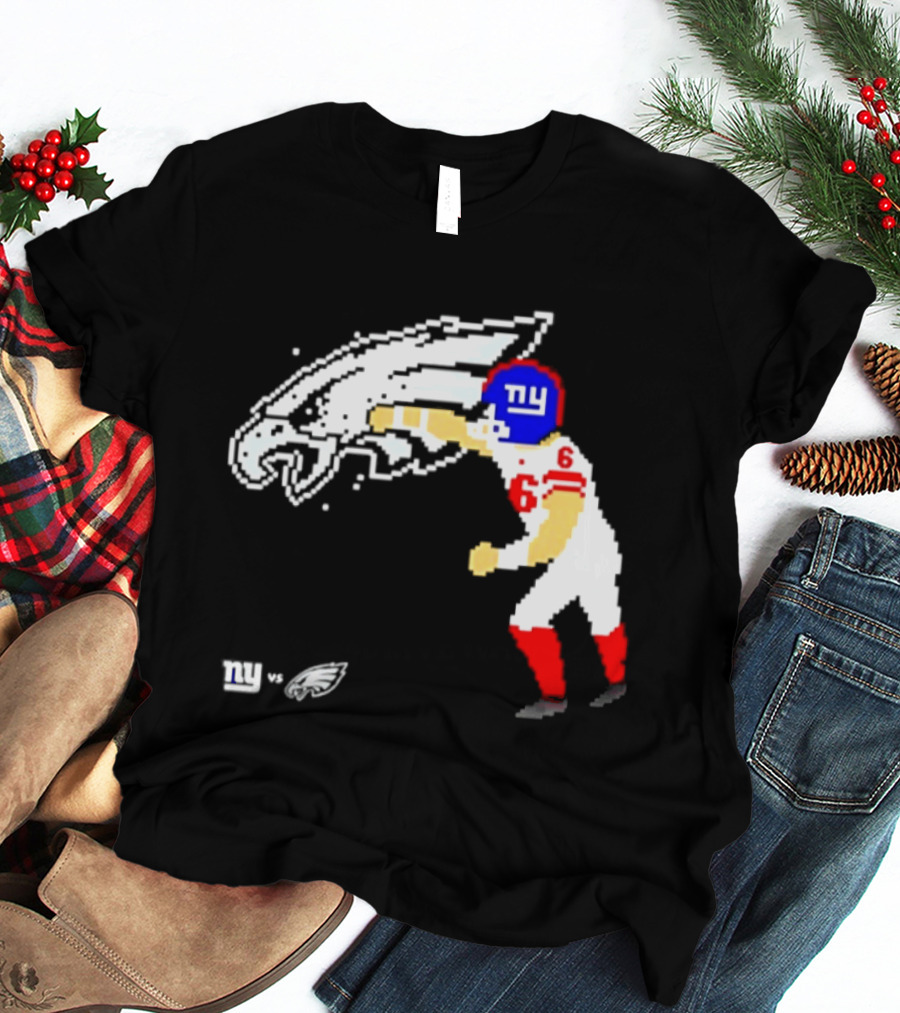 New York Giants Jaxson Dart Vs Philadelphia Eagles Retro Pixel T-Shirt