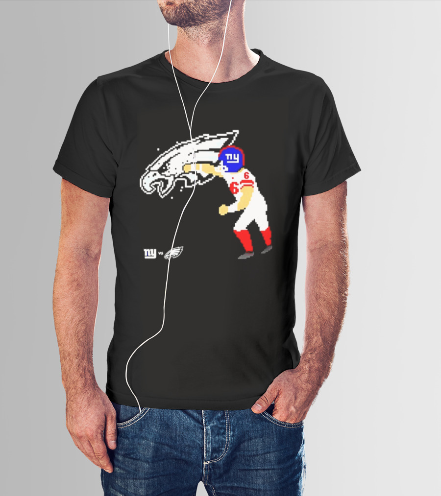 New York Giants Jaxson Dart Vs Philadelphia Eagles Retro Pixel T-Shirt