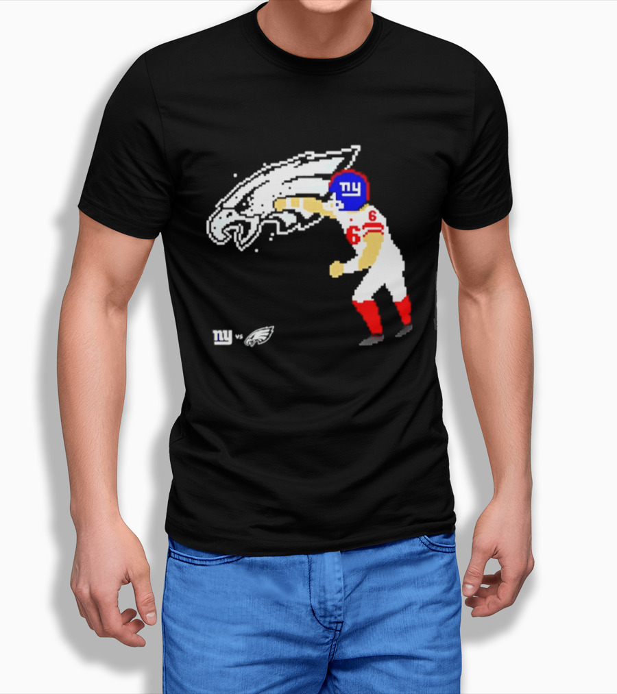 New York Giants Jaxson Dart Vs Philadelphia Eagles Retro Pixel T-Shirt