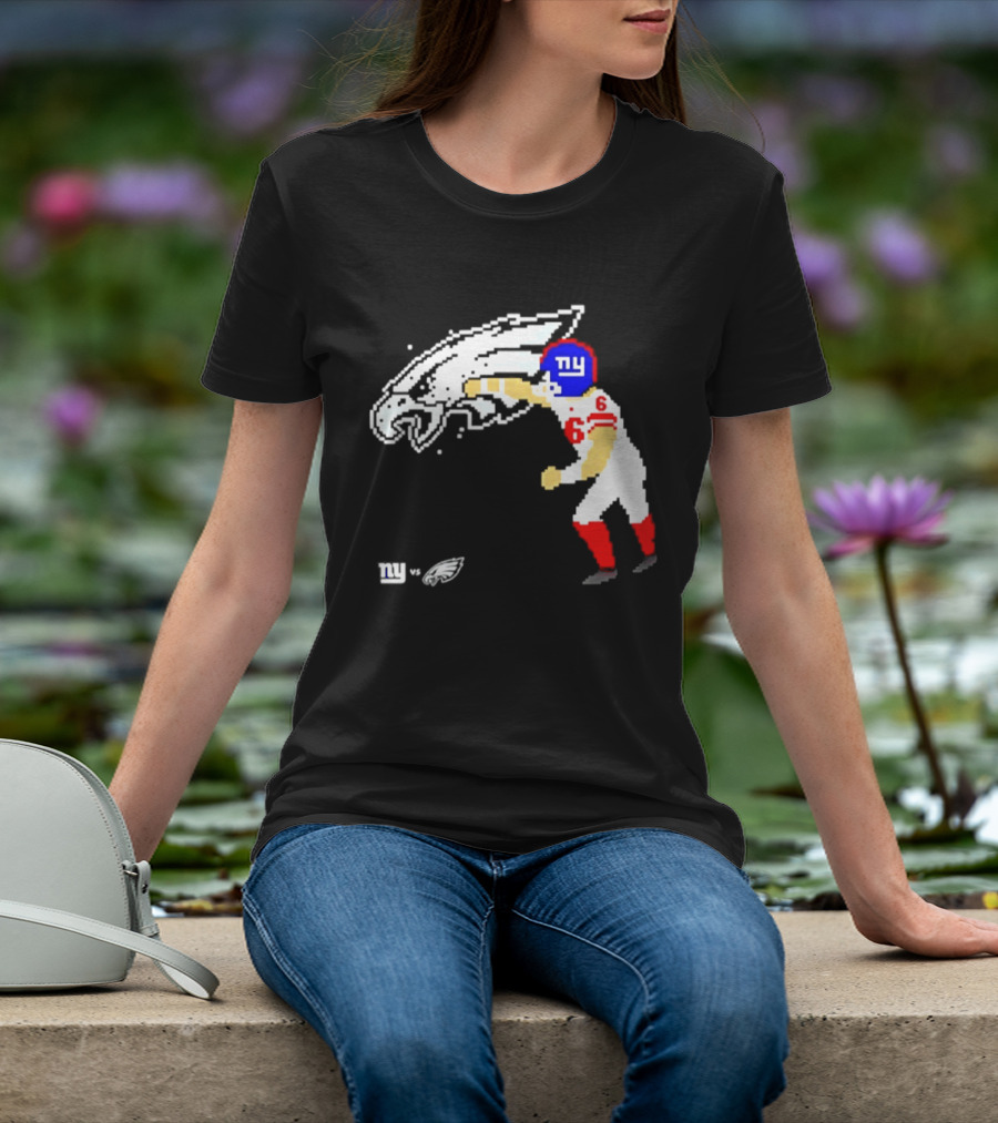 New York Giants Jaxson Dart Vs Philadelphia Eagles Retro Pixel T-Shirt