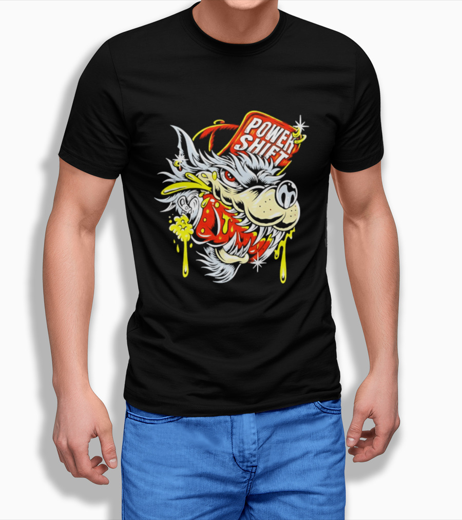 Power Shift Wolf Streetwear Urban Style Clothing T-Shirt