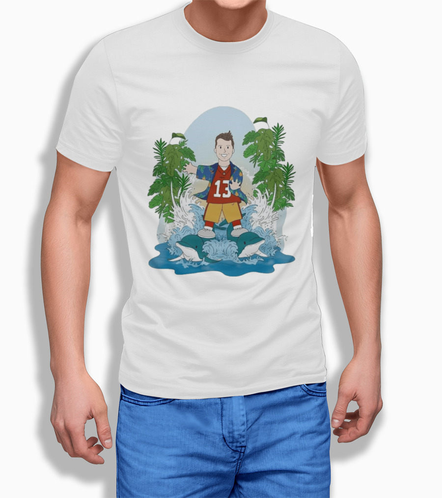Brock Purdy 13 Surfing Dolphins Tropical Paradise Adventure T-Shirt