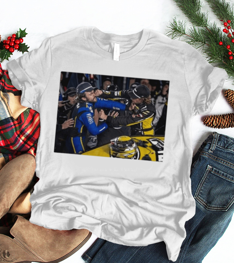 Carson Hocevar Vs Ryan Blaney NASCAR Fight Racing Rivalry Scene T-Shirt