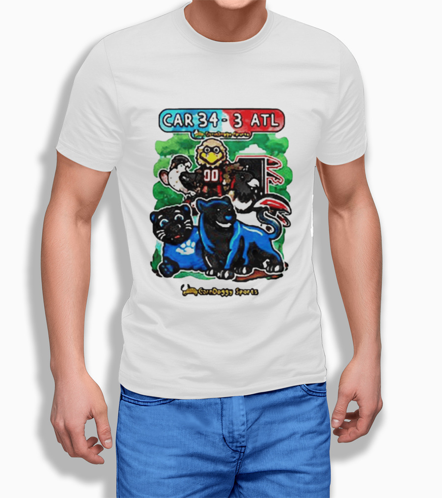 CAR 34 3 ATL CornDoggy Sports Panthers Falcons Cartoon Game Day T-Shirt