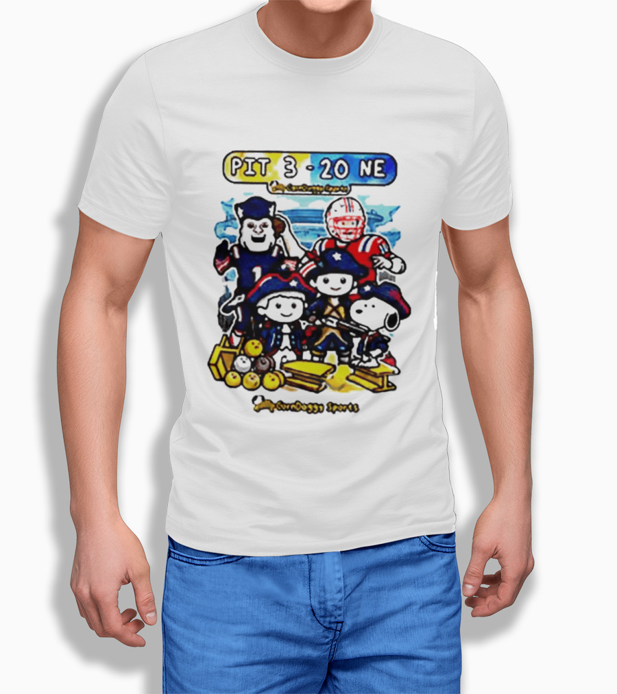 PIT 3 Vs 20 NE Patriots Snoopy Cartoon CornDoggy Sports Game Day T-Shirt