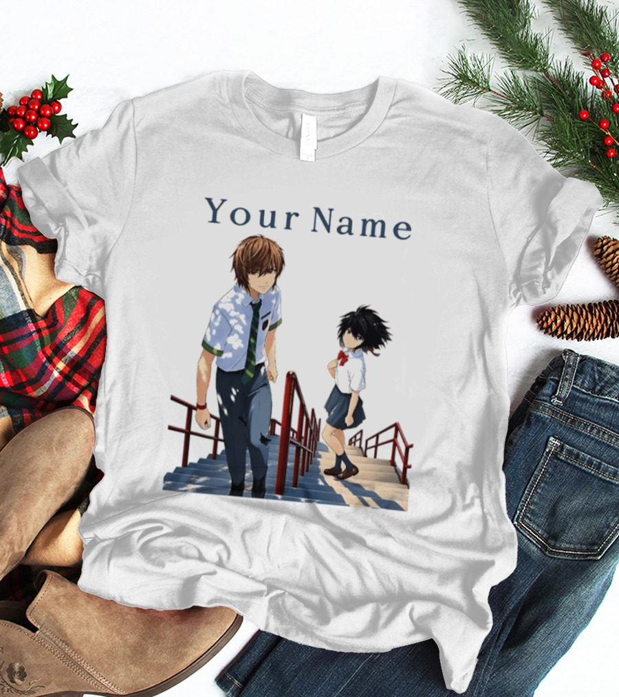 Light Yagami And Your Name Anime Crossover Stairs Scene T-Shirt