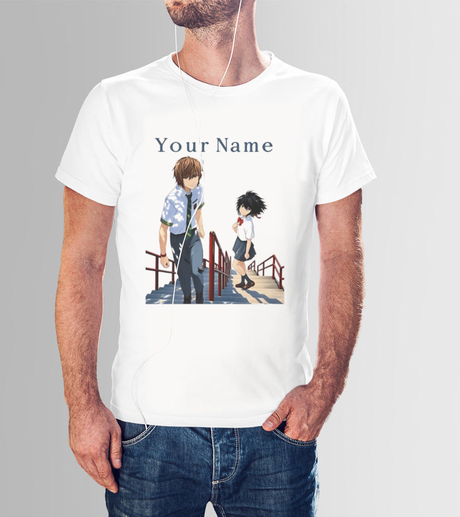 Light Yagami And Your Name Anime Crossover Stairs Scene T-Shirt
