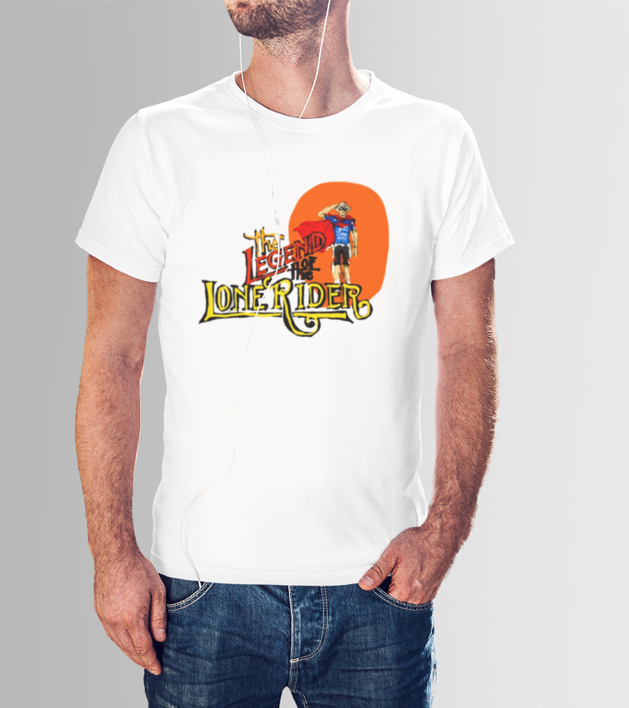 Legend Of The Lone Rider Cyclist Red Cape Blue Outfit T-Shirt