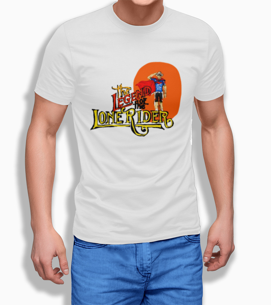 Legend Of The Lone Rider Cyclist Red Cape Blue Outfit T-Shirt